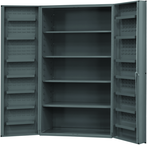 48"W - 14 Gauge - Lockable Shelf Cabinet - 4 Adjustable Shelves - 14 Door Shelves - Deep Door Style - Gray - Best Tool & Supply