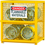 30"W - All Welded - Angle Iron Frame with Mesh Side - Horizontal Gas Cylinder Cabinet - 1 Shelf - Magnet Door - Safety Yellow - Best Tool & Supply