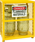 30 x 20 x 33-1/2" - All Welded - Angle Iron Frame with Mesh Side - Horizontal/Vertical Gas Cylinder Cabinet - Magnet Doors - Safety Yellow - Best Tool & Supply