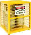 30"W - All Welded - Angle Iron Frame with Mesh Side - Vertical Gas Cylinder Cabinet - Magnet Door - Safety Yellow - Best Tool & Supply