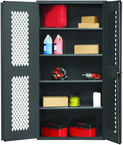 36"W - 14 Gauge - Lockable Ventilated Cabinet - 4 Adjustable Shelves - Flush Door Style - Gray - Best Tool & Supply