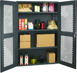 48"W - 14 Gauge - Lockable Cabinet - 3 Adjustable Shelves - Flush Door Style - Gray - Best Tool & Supply