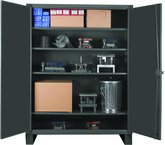 36"W - 12 Gauge - Lockable Cabinet - 4 Adjustable Shelves - Recessed Door Style - Gray - Best Tool & Supply