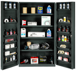 48"W - 14 Gauge - Lockable Cabinet - 4 Adjustable Shelves - 14 Door Shelves - Deep Door Style - Gray - Best Tool & Supply