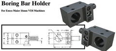 Boring Bar Holder - Left-Hand (Bottom) (For Emco Maier 16mm VDI Machines) - Part #: CNC86 E58.1625L - Best Tool & Supply
