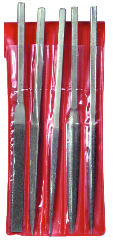 5 Pc. 4-1/4" Diamond Length - 8-1/2" OAL - Med Grit - Diamond File Set - Best Tool & Supply