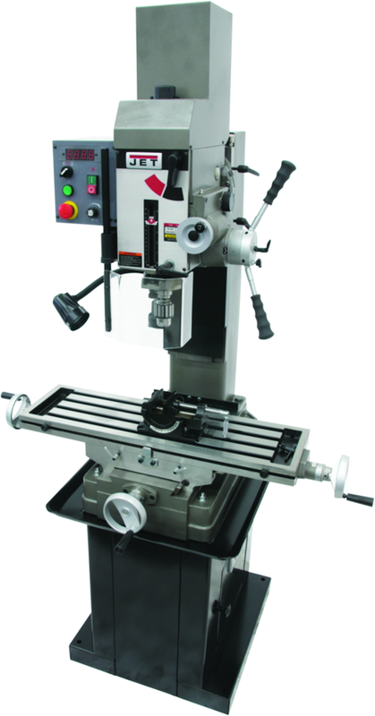 JMD-45VSPFT Variable Speed Geared Head Square Column Mill Drill with Power Downfeed & Newall DP500 2-Axis DRO & X-Axis Powerfeed - Best Tool & Supply