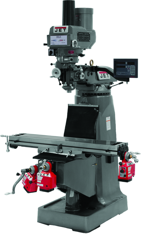 JTM-4VS Mill With 3-Axis Newall DP700 DRO (Quill) With X, Y and Z-Axis Powerfeeds and Power Draw Bar - Best Tool & Supply