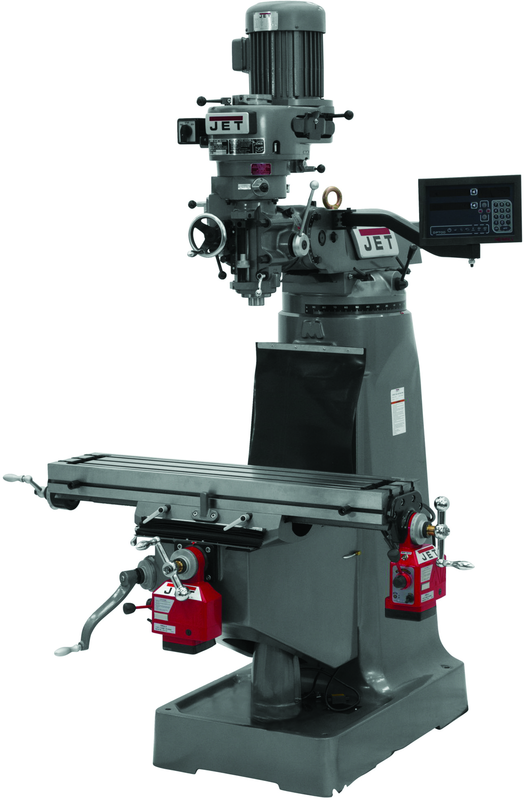 JTM-1 Mill With 3-Axis Newall DP700 DRO (Quill) With X and Y-Axis Powerfeeds - Best Tool & Supply