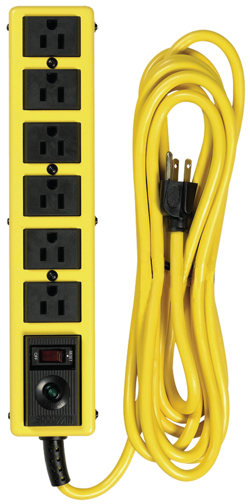 6 Outlet - Black/Yellow - Surge Protector/Circuit Breaker - Best Tool & Supply