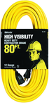 80' Ext. Cord Extra HD 1-Outlet- Neon High Visibility - Best Tool & Supply