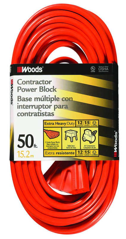 Extension Cord - 50' Extra HD 3-Outlet (Power Block) - Best Tool & Supply