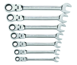 7 Piece - Flex-Head Combination Ratcheting Wrench Set SAE - Best Tool & Supply