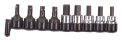 9 Piece - #29150 - 3/8'' Drive - Includes: 1/4; 3/8 Hex; 7; 8; 10mm Hex; T40; T45; T47; T50 Torx - Socket Drive Hex & Torx Bit Set - Best Tool & Supply