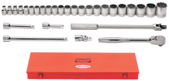 29 Piece - #9323644 - 10 to 21mm - 1/2" Drive - 12 Point - Metric Socket Set - Best Tool & Supply