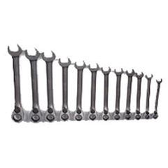 Snap-On/Williams Reverse Ratcheting Wrench Set -- 12 Pieces; 12PT Chrome Plated; Includes Sizes: 8; 9; 10; 11; 12; 13; 14; 15; 16; 17; 18; 19mm; 5° Swing - Best Tool & Supply