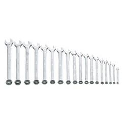 Snap-On/Williams Metric Combination Wrench Set -- 18 Pieces; 12PT Satin Chrome; Includes Sizes: 7; 8; 9; 10; 11; 12; 13; 14; 15; 16; 17; 18; 19; 20; 21; 22; 23; 24mm - Best Tool & Supply