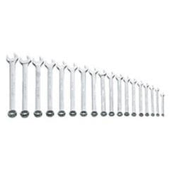 Snap-On/Williams Metric Combination Wrench Set -- 18 Pieces; 12PT Satin Chrome; Includes Sizes: 7; 8; 9; 10; 11; 12; 13; 14; 15; 16; 17; 18; 19; 20; 21; 22; 23; 24mm - Best Tool & Supply