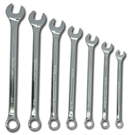 Snap-On/Williams Fractional Combination Wrench Set -- 7 Pieces; 12PT Satin Chrome; Includes Sizes: 3/8; 7/16; 1/2; 9/16; 5/8; 11/16; 3/4" - Best Tool & Supply