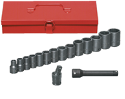16 Piece - #9324566 - 10 to 27mm - 1/2" Drive - 6 Point - Metric Deep Impact Socket Set - Best Tool & Supply