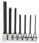 7 Piece - #9320551 - 1/8; 5/32; 3/16; 7/32; 1/4; 5/16; 3/8" - 3/8" Drive - Socket Drive Extra Long Hex Bit Set - Best Tool & Supply