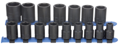 16 Piece - #466 - 10 to 27mm - 1/2'' Drive - 6 Point - Metric Impact Socket Set - Best Tool & Supply