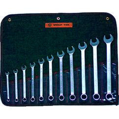 Wright Tool Fractional Combination Wrench Set -- 11 Pieces; 12PT Chrome Plated; Includes Sizes: 3/8; 7/16; 1/2; 9/16; 5/8; 11/16; 3/4; 13/16; 7/8; 15/16; 1"; Grip Feature - Best Tool & Supply