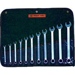 Wright Tool Fractional Combination Wrench Set -- 11 Pieces; 12PT Chrome Plated; Includes Sizes: 3/8; 7/16; 1/2; 9/16; 5/8; 11/16; 3/4; 13/16; 7/8; 15/16; 1"; Grip Feature - Best Tool & Supply