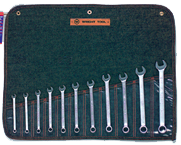 Wright Tool Metric Combination Wrench Set -- 11 Pieces; 12PT Chrome Plated; Includes Sizes: 7; 8; 9; 10; 11; 12; 13; 14; 15; 17; 19mm - Best Tool & Supply