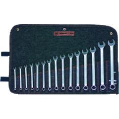 Wright Tool Metric Combination Wrench Set -- 15 Pieces; 12PT Chrome Plated; Includes Sizes: 7; 8; 9; 10; 11; 12; 13; 14; 15; 16; 17; 18; 19; 21; 22mm - Best Tool & Supply