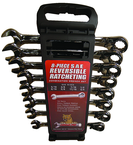 8 Piece - 5/16 to 3/4" - 15° Offset - Reversible Ratcheting Combination Wrench Set - Best Tool & Supply