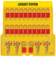 Padllock Wall Station - 22 x 22 x 1-3/4''-With (20) 1106 Aluminum Padlocks - Best Tool & Supply