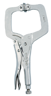 C-Clamp with Swivel Pads -- #11SP Plain Grip 3-3/4'' Capacity 11'' Long - Best Tool & Supply