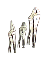 Locking Plier Set -- 3pc. Chrome Plated- Includes: 5"; 10" Curved Jaw / 6" Long Nose - Best Tool & Supply