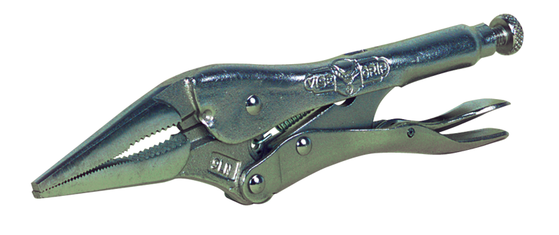 Long Nose Locking Pliers with Wire Cutter -- #9LN Plain Grip 3'' Capacity 9'' Long - Best Tool & Supply