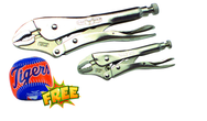 2pc. Chrome Plated Locking Pliers Set with Free Soft Toss Tiger Baseball - Best Tool & Supply