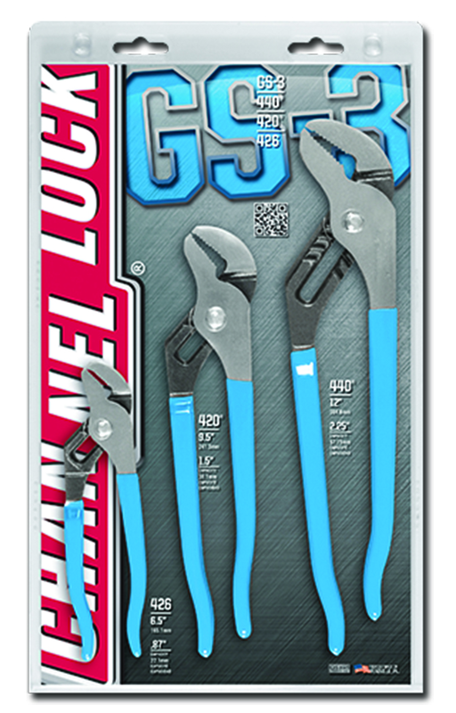 Channellock Tongue & Groove Plier Set -- #GS3; 3 Pieces; Includes: 6-1/2"; 9-1/2"; 12" - Best Tool & Supply