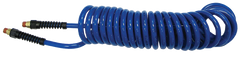 #PU1410BT - 1/4 MPT x 10 Feet - Transparent Blue Polyurethane - 1-Swivel Fitting(s) - Self-Storing Hose - Best Tool & Supply