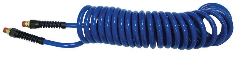 #PU1450BB - 1/4 MPT x 50 Feet - Dark Blue Polyurethane - 1-Swivel Fitting(s) - Self-Storing Hose - Best Tool & Supply