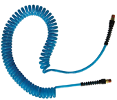 #PUE1415BT - 1/4 MPT x 15 Feet - Transparent Blue Polyurethane - 2 Swivel Fitting(s) - Self-Storing Hose - Best Tool & Supply