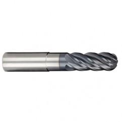 1/4" Dia. - 3/8" LOC - 2-1/2" OAL - Ball Nose 5 FL Carbide S/E HP End Mill-AlCrNX - Best Tool & Supply