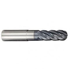 1/4" Dia. - 3/8" LOC - 2-1/2" OAL - Ball Nose 5 FL Carbide S/E HP End Mill-AlCrNX - Best Tool & Supply