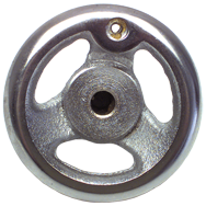 Polished Chrome Plated Handwheel - 12'' Wheel Diameter; 2-5/32'' Hub Diameter; 1/2-13 Threaded Handle Hole; 3/4'' Threaded Center Hole - Best Tool & Supply