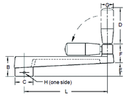 Broached Foldable Crank Handle - 1/2'' Hole Diameter; 2'' Handle Length; 3.94'' Width - Best Tool & Supply