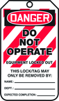 Lockout Tag, Danger Do Not Operate Equipment Locked Out, 25/Pk, Laminate - Best Tool & Supply