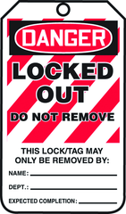 Lockout Tag, Danger Locked Out, 25/Pk, Plastic - Best Tool & Supply