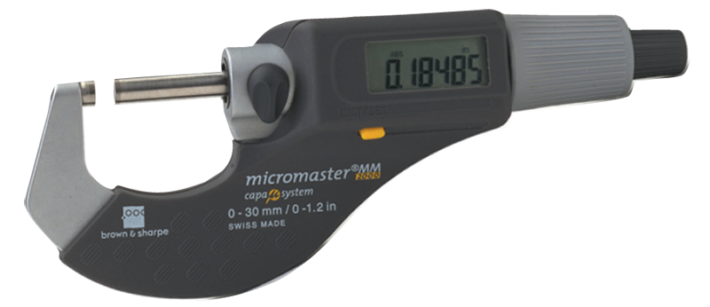 1 - 2" / 25 - 50mm Measuring Range - .0002 Accur. - Friction Thimble - Carbide Face - Micromaster Electronic Outside Micrometer - Best Tool & Supply