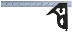 #C434-12-16R - 12'' - 16R Graduation - Chrome Blade - 4 Piece Combination Square Set - Best Tool & Supply