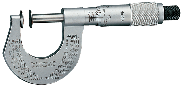 #256MRL-50 -  25 - 50mm Measuring Range - .01mm Graduation - Ratchet Thimble - High Speed Steel  Face - Disc Micrometer - Best Tool & Supply