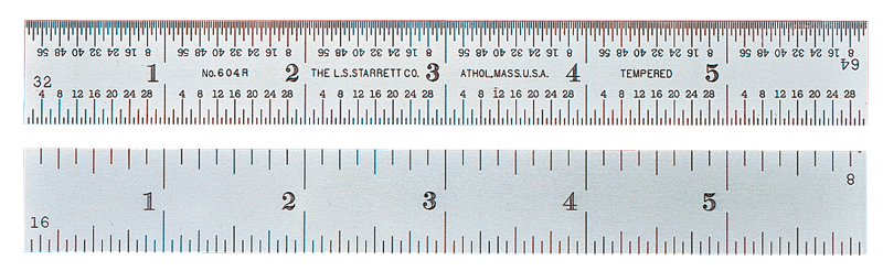 #C604R-12 - 12'' Long - 4R Graduation - 1'' Wide - Spring Tempered Chrome Scale - Best Tool & Supply
